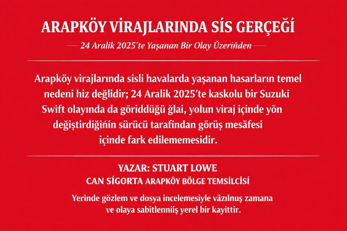 Arapköy Virajlarında Sis Kaynaklı Görüş ve Algı Kaybı
