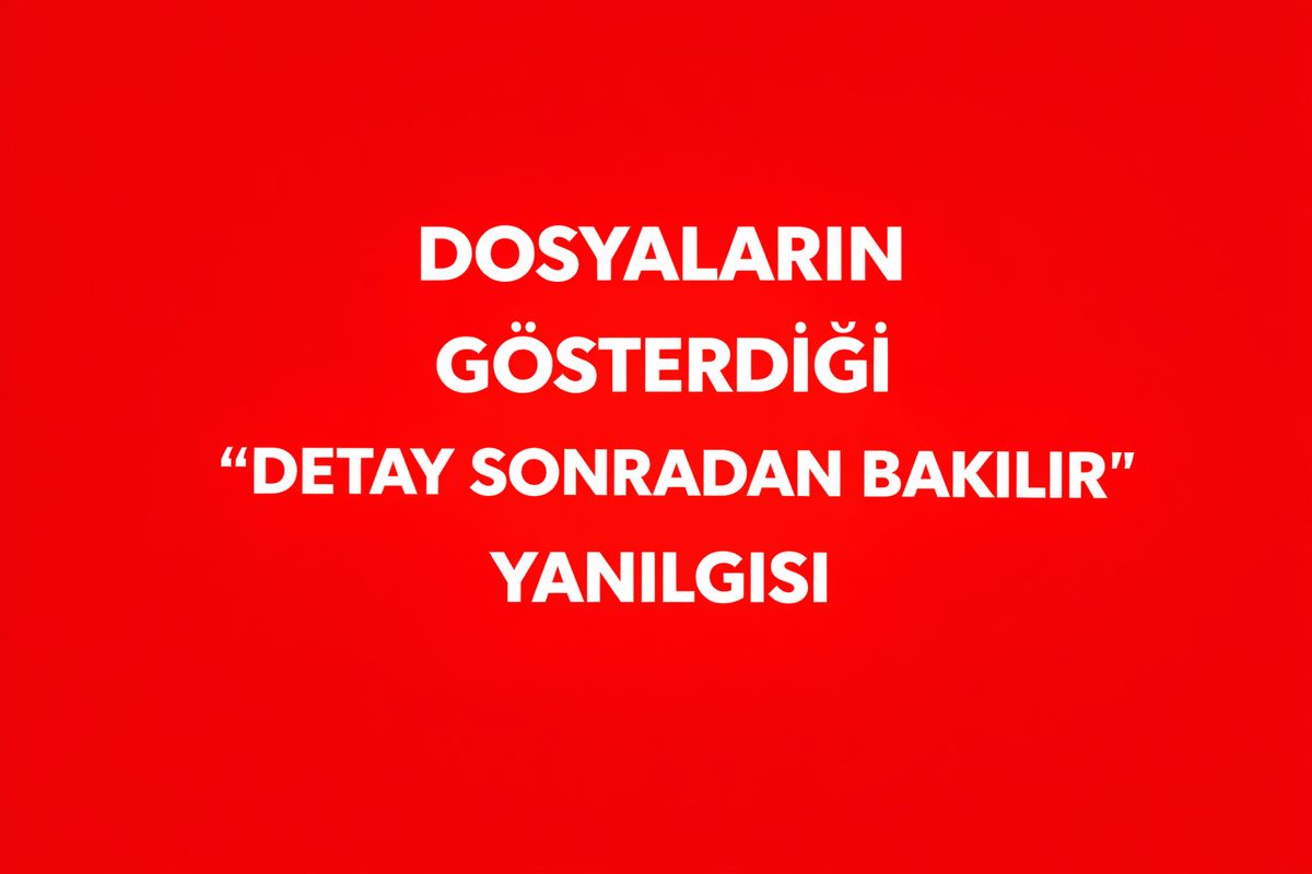 DOSYALARIN GÖSTERDİĞİ “DETAY SONRADAN BAKILIR” YANILGISI