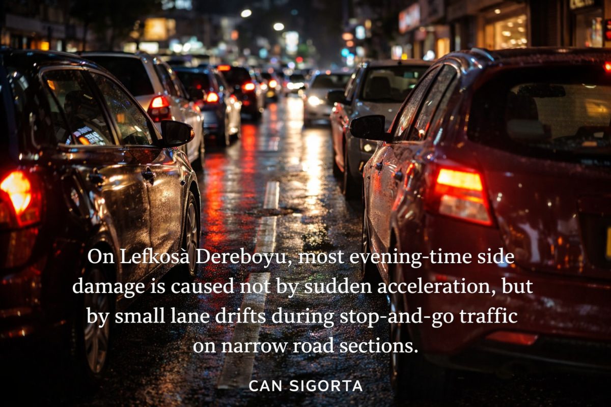 Lane Drift and Side Damage on Dereboyu in the Evening