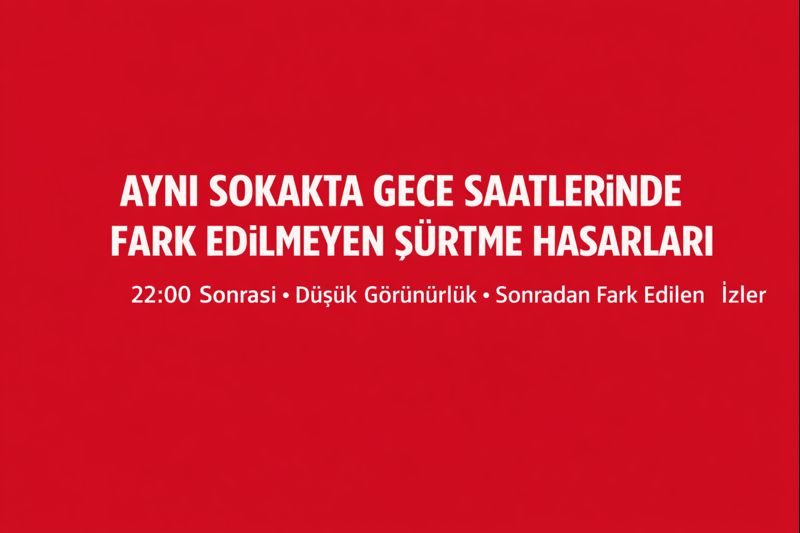 Aynı Sokakta Gece Saatlerinde Fark Edilmeyen Sürtme Hasarları