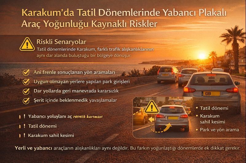 Karakum’da Tatil Dönemlerinde Yabancı Plakalı Araç Yoğunluğu Kaynaklı Riskler