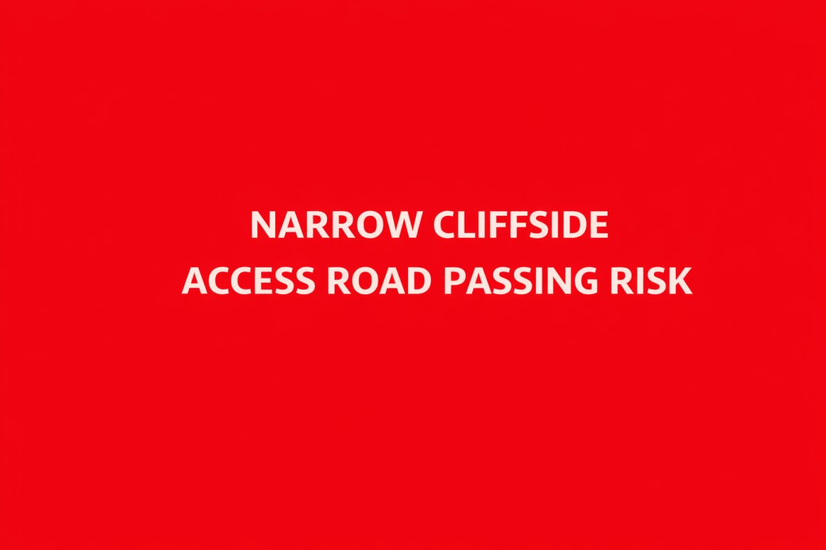 Narrow Cliffside Access Road Passing Risk