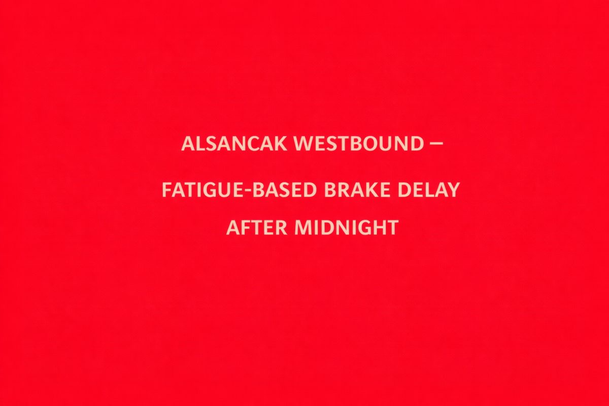 Alsancak westbound: delayed braking after midnight