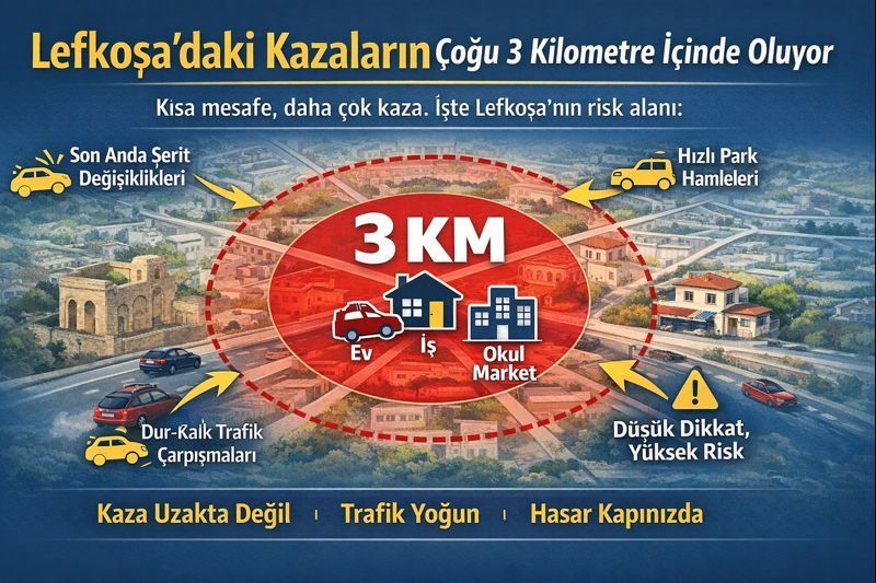 Lefkoşa’daki Kazaların Çoğu 3 Kilometre İçinde Oluyor