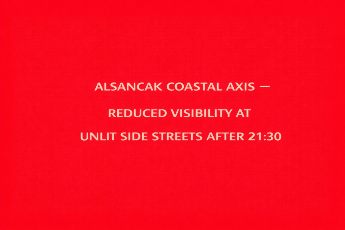 ALSANCAK COASTAL AXIS – REDUCED VISIBILITY AT UNLIT SIDE STREETS AFTER 21:30