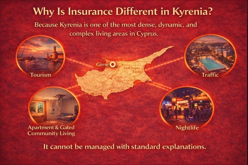 Kyrenia old town: side damage during narrow street passing