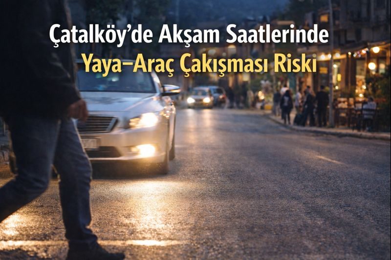 Çatalköy’de Akşam Saatlerinde Yaya–Araç Çakışması Riski